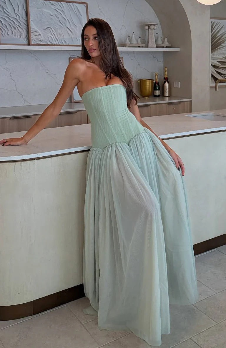 Eden Sage Tulle Maxi - Velvet Elan