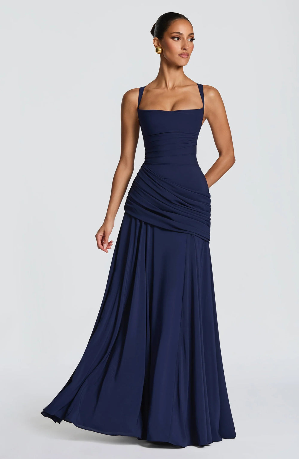 Celina Ruched Maxi Gown - Velvet Elan