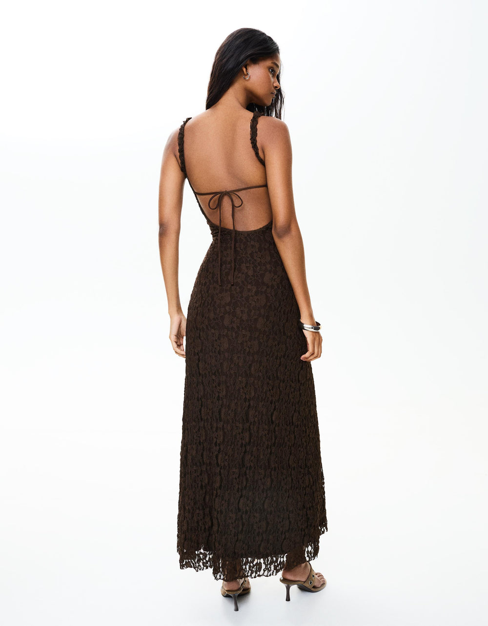 Brown Lace Slit Maxi