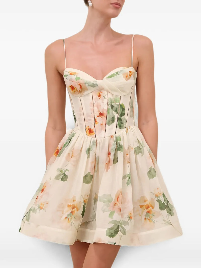 Floral Corset Mini Dress - Velvet Elan