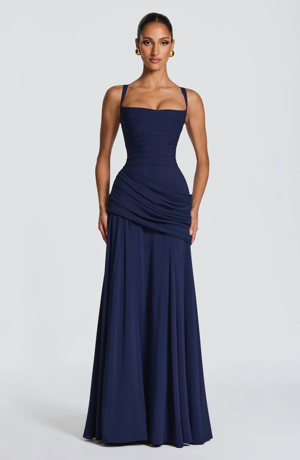 Celina Ruched Maxi Gown - Velvet Elan