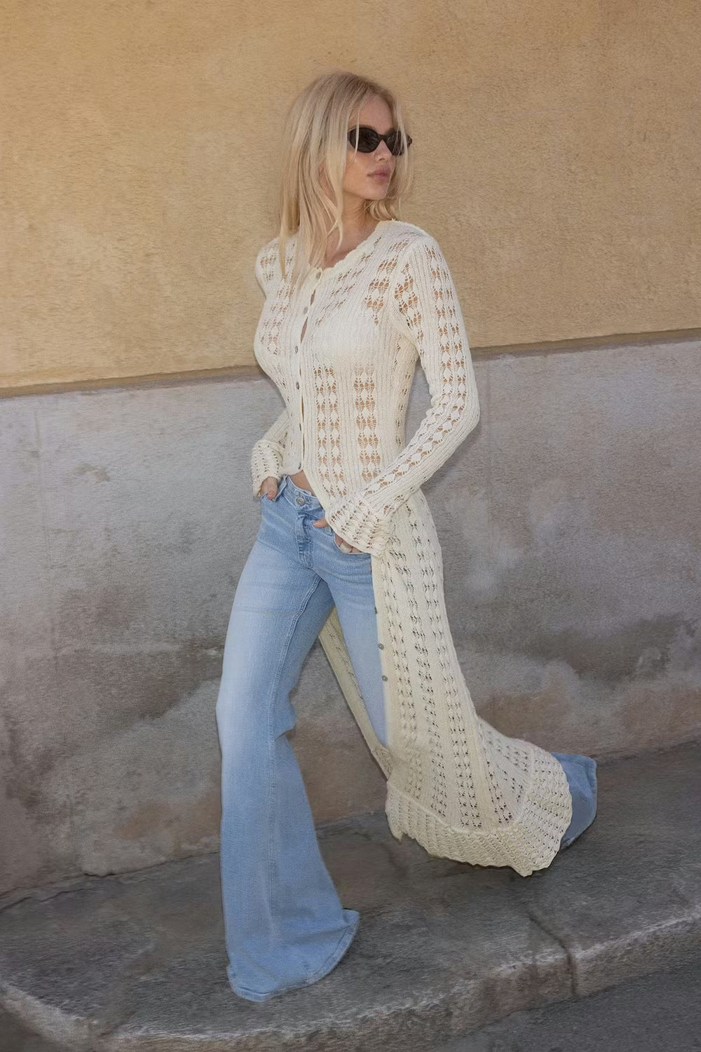 Luna Pointelle Cardigan - Velvet Elan