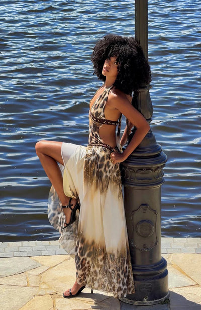 Savana Leopard Halter Maxi