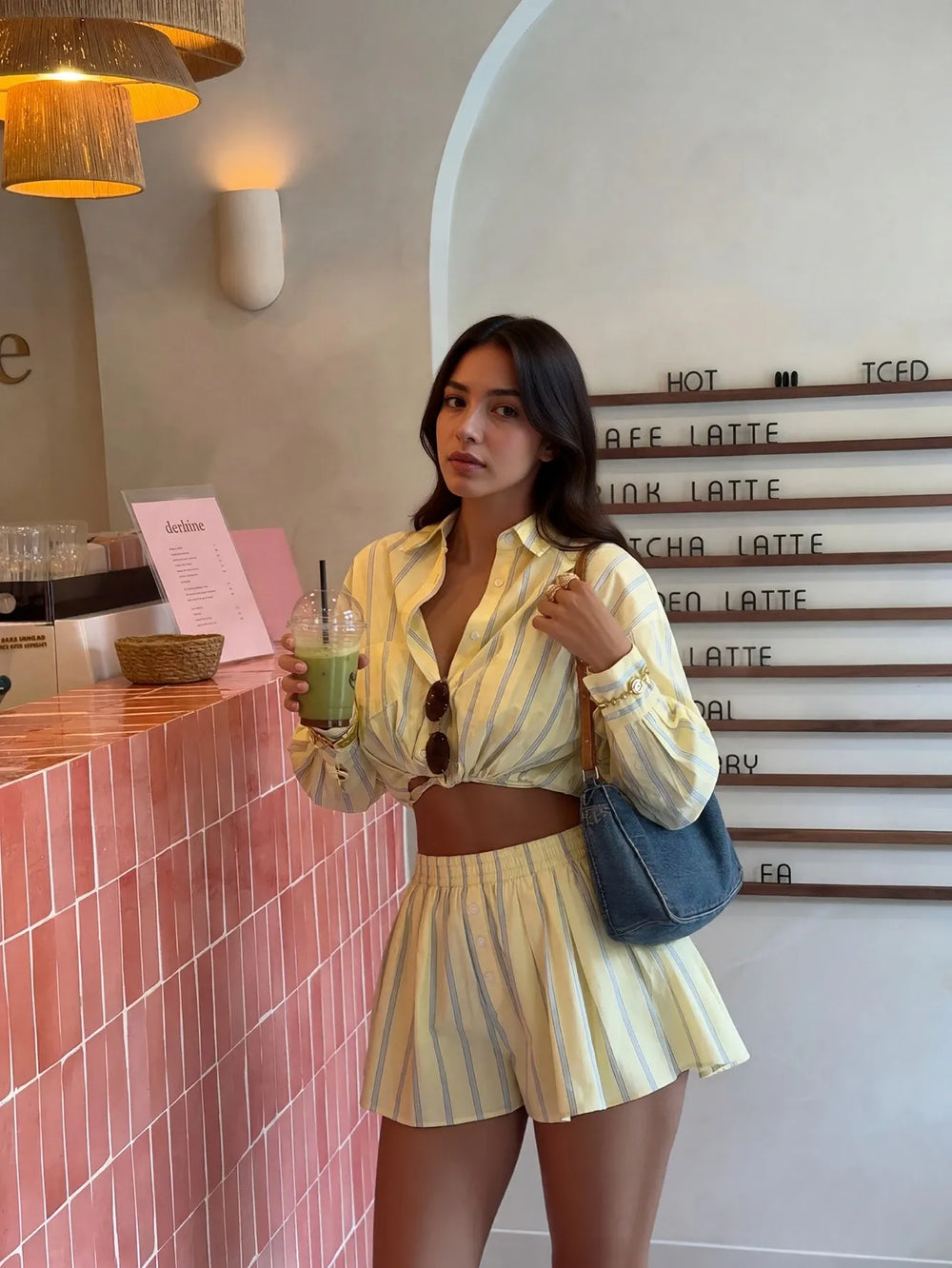 Stripe Oversized Shirt Set - Velvet Elan