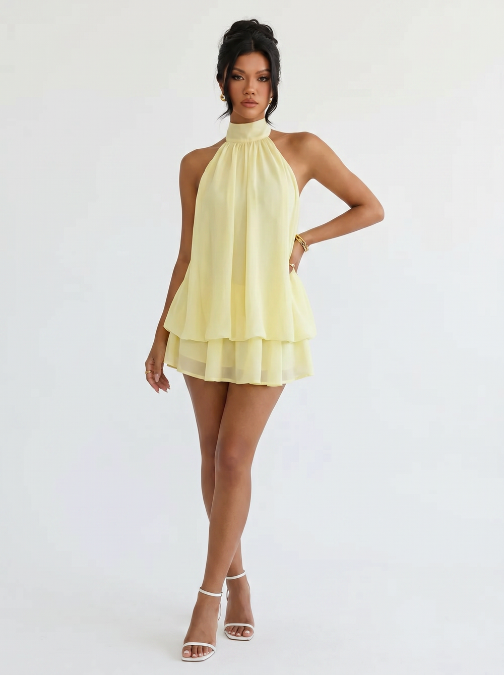 Citron Halter Mini Dress - Velvet Elan