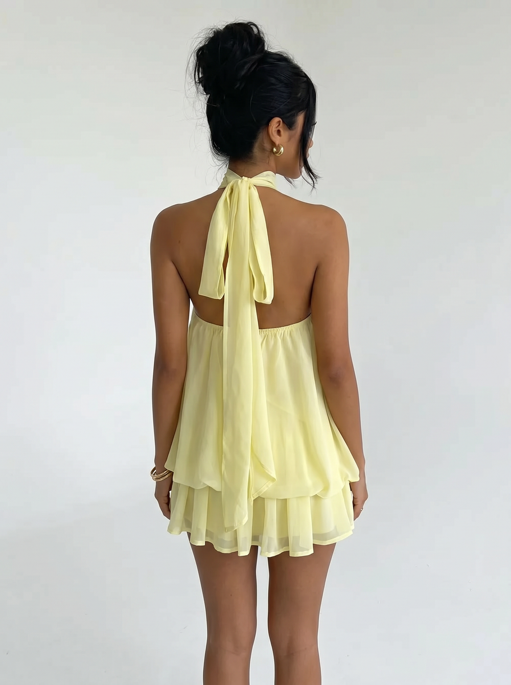 Citron Halter Mini Dress - Velvet Elan
