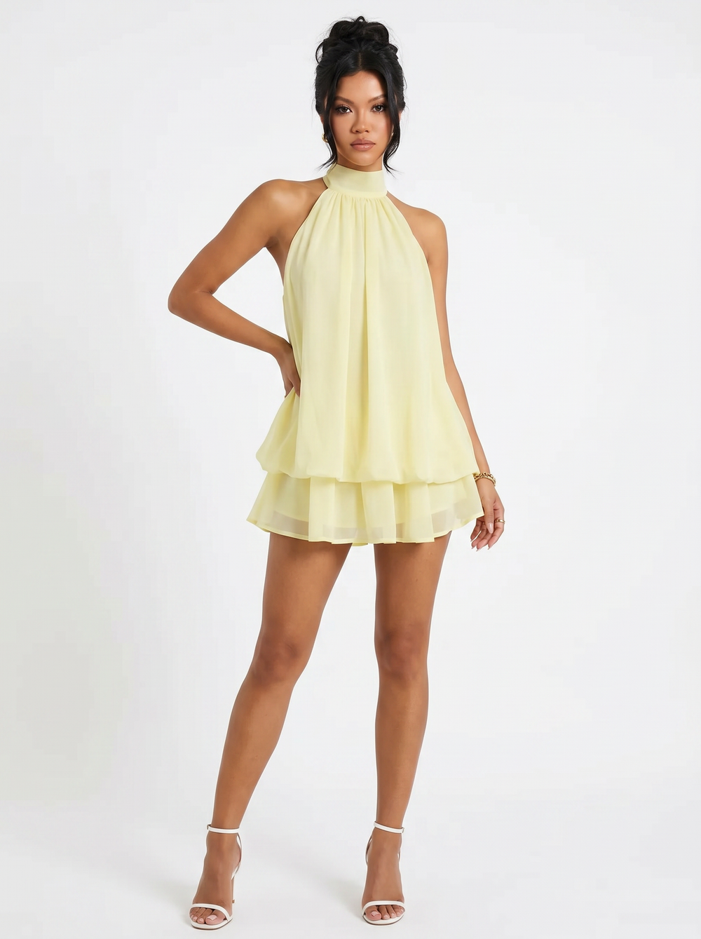 Citron Halter Mini Dress - Velvet Elan